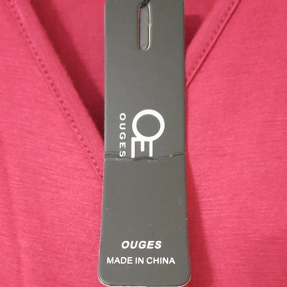 Chic Long Sleeve Red OUGES Maternity Maxi Dress S… - image 2